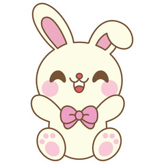 cute kawaii Bunny outline cartoon doodle illustration
