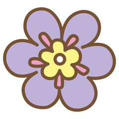 cute kawaii Flower outline cartoon doodle illustration
