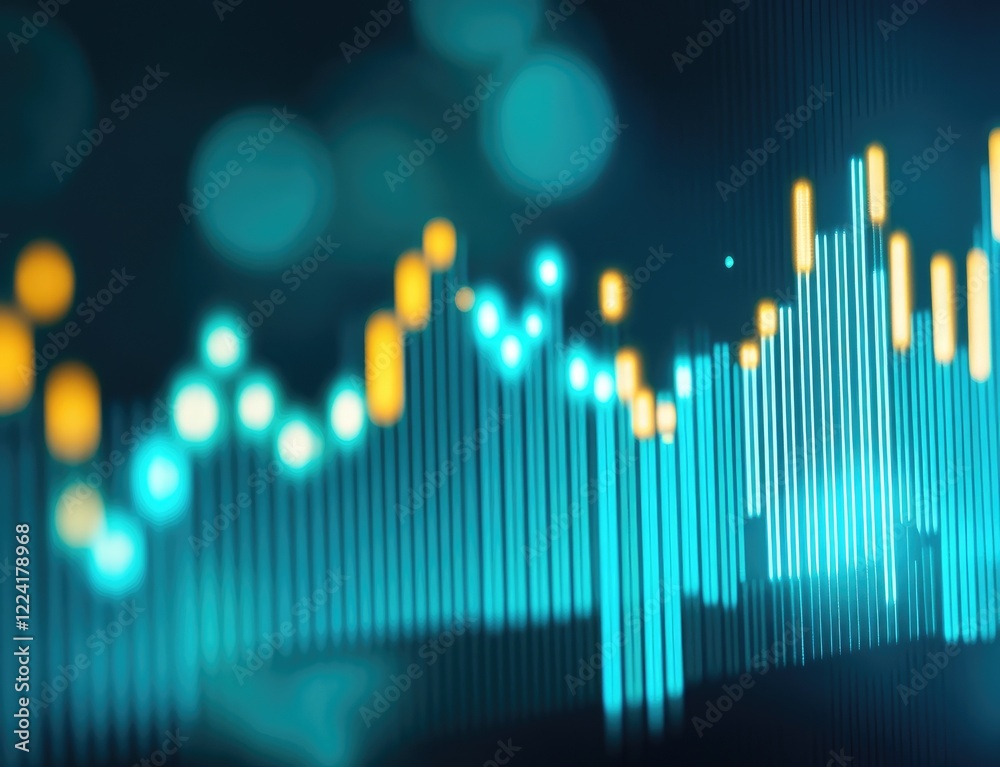 Poster abstract financial data visualization with colorful graph elements