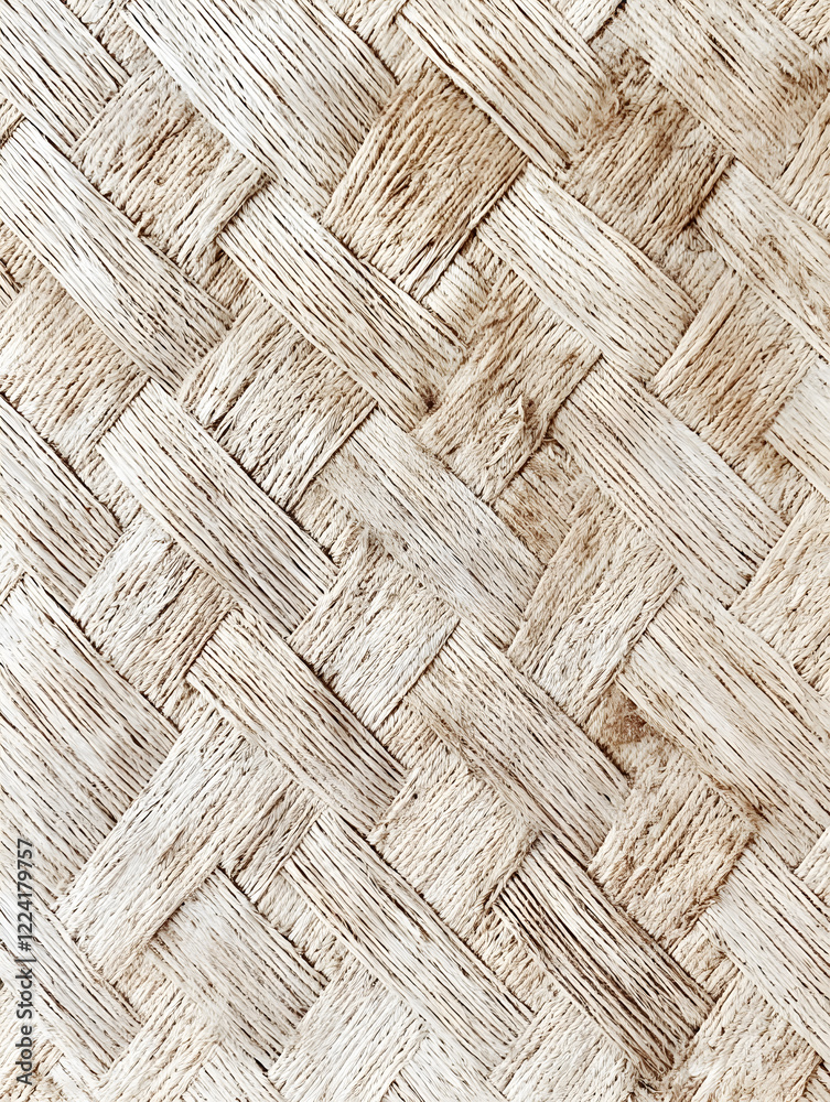 Poster Woven Straw Texture with Intricate Patterns and Organic Natural Fibers : Generative AI