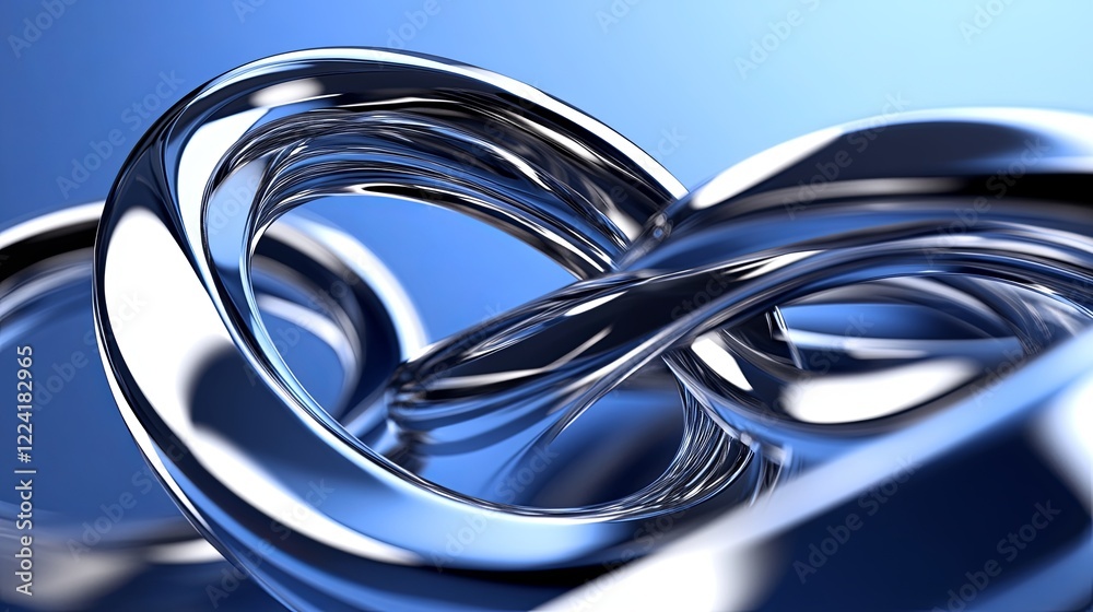 Poster Interlocking rings create a rhythmic display of connection and disconnection in a metallic loop