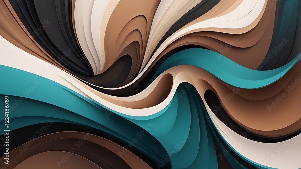 Aufkleber abstract digital artwork featuring a flowing, wave like pattern characterized by smooth, undulating 