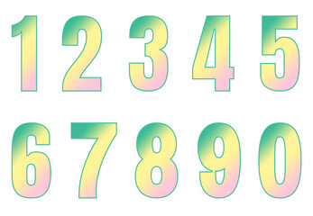 Set of numbers from zero to nine. Collection of numbers isolated on a white background. Vector illustration.