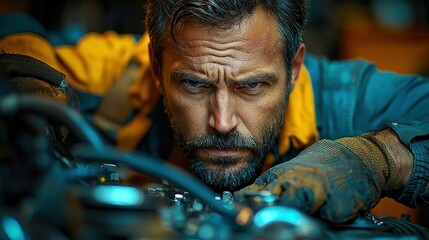 The Focused Mechanic: A Portrait of Industrial Grit and Precision