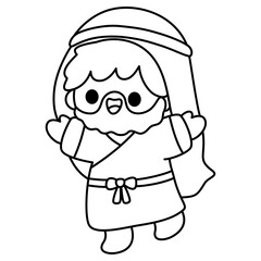 cute kawaii Jesus outline cartoon doodle illustration