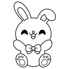 cute kawaii Bunny outline cartoon doodle illustration