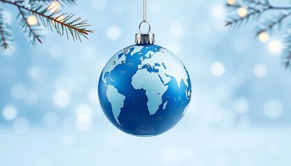 Global Christmas Ornament: A Blue World Celebrates the Holidays