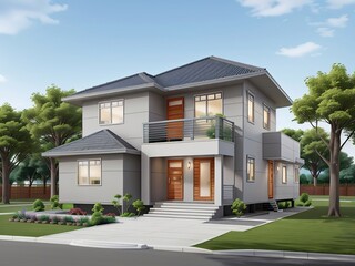 modern house with garden