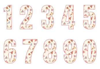 Set of numbers from zero to nine. Collection of numbers isolated on a white background. Vector illustration.