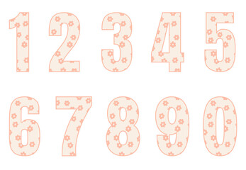 Set of numbers from zero to nine. Collection of numbers isolated on a white background. Vector illustration.