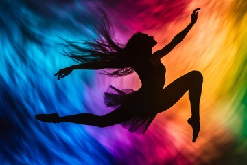 Naklejka premium A woman is doing a dance in the air