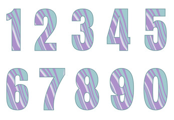 Set of numbers from zero to nine. Collection of numbers isolated on a white background. Vector illustration.