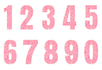 Set of numbers from zero to nine. Collection of numbers isolated on a white background. Vector illustration.