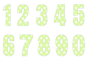 Set of numbers from zero to nine. Collection of numbers isolated on a white background. Vector illustration.
