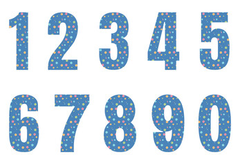 Set of numbers from zero to nine. Collection of numbers isolated on a white background. Vector illustration.