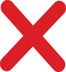 Obraz premium flat Red cross sign icon. Wrong mark. Red cross X symbol. Red grunge X icon. Cross brush sign isolated on white background.