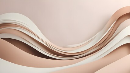 Abstract background with flowing, layered, nude-toned paper waves.