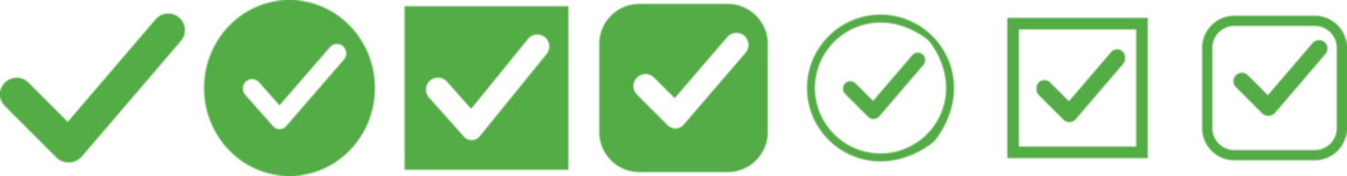 set of green Tick mark approved . Check mark icon symbols collection . symbol for website computer and mobile green tick verified badge icon. Social media official