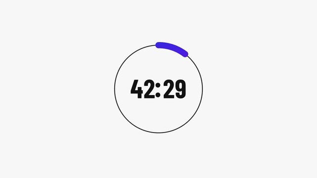48 seconds countdown timer  animation, on white background. 48 sec countdown stopwatch clock icon 4k video.