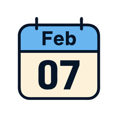 Modern Calendar Icon in Corporate Style for February 7th Planning
