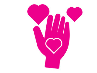 Heart in hand icons set. Hands holding heart icon. Love icon. Health, medicine symbol. Healthcare hands holding heart flat and line style - stock vector