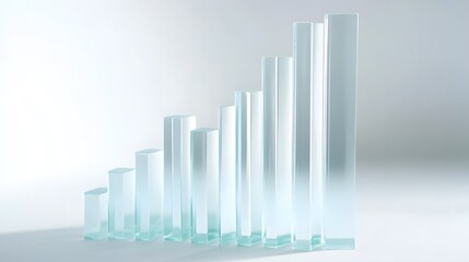 Abstract 3D glass graph with frost texture symbolizing financial growth, minimalistic design