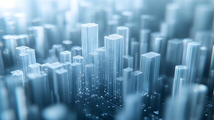 Frosted glass 3D graph depicting financial growth, clean modern design, centered composition. Symbolizes progress and innovation in finance
