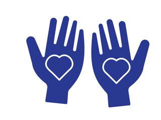 Obraz premium Heart in hand icons set. Hands holding heart icon. Love icon. Health, medicine symbol. Healthcare hands holding heart flat and line style - stock vector