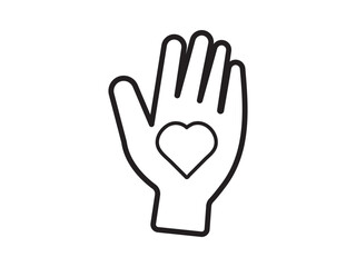 Obraz premium Heart in hand icons set. Hands holding heart icon. Love icon. Health, medicine symbol. Healthcare hands holding heart flat and line style - stock vector
