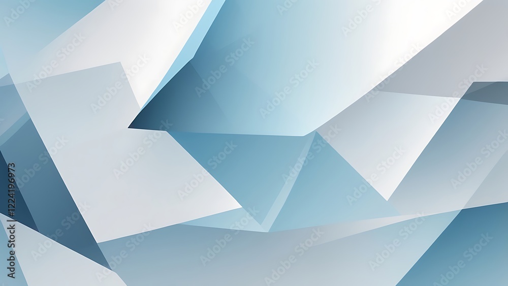 Poster digital abstract artwork featuring a geometric style with a focus on sharp, angular shapes consists 