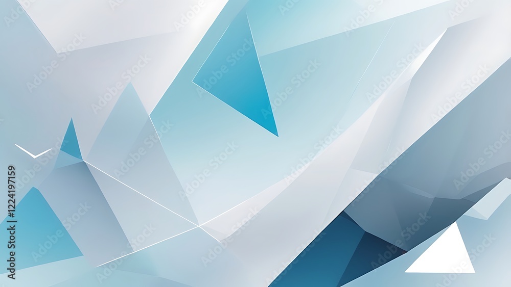Poster digital abstract artwork featuring a geometric style with a focus on sharp, angular shapes consists 