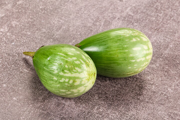 Ripe green mini eggplants heap