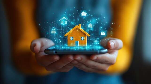 Woman holding smart home app on phone