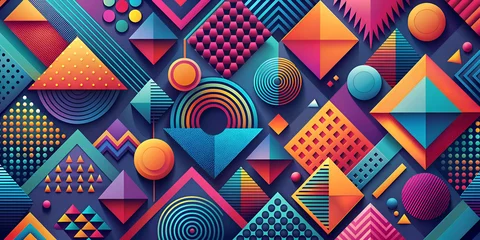 Stickers  Abstract Geometric Pattern. Colorful Shapes and Minimalist Design  © iconiyo
