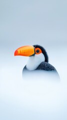 Fototapeta premium Vibrant toucan chick portrait lush jungle macro soft focus serenity wildlife beauty