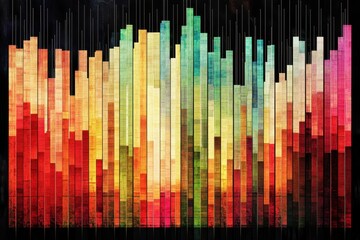 Obraz premium A vibrant abstract representation featuring colorful vertical bars, blending hues to create an eye-catching visual. Perfect for modern design projects.