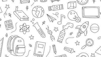 Icons of Knowledge: A Creative and Inspiring Illustration of Various School and Education Elements, Representing the Journey of Learning and Growth