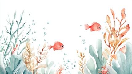 A serene underwater scene showcasing colorful fish swimming among vibrant aquatic plants. Perfect for relaxation and nature-themed designs.