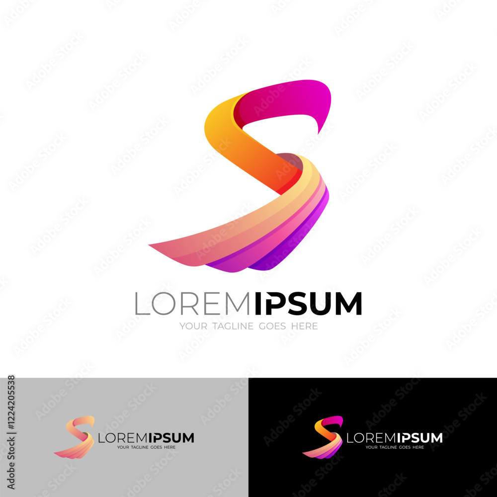 Canvas Prints S logo with colorful design, 3d style logos