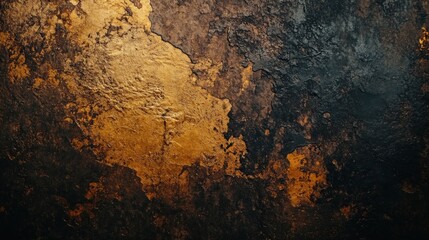 Textured surface with gold and black hues, creating an artistic and abstract appearance.