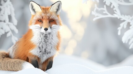 Obraz premium Red Fox in Snowy Forest