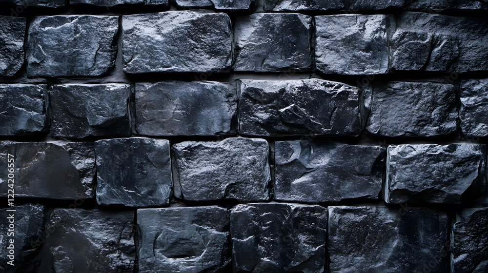 Poster dark stone wall texture with rough surface ideal for construction and design backgrounds : generativ