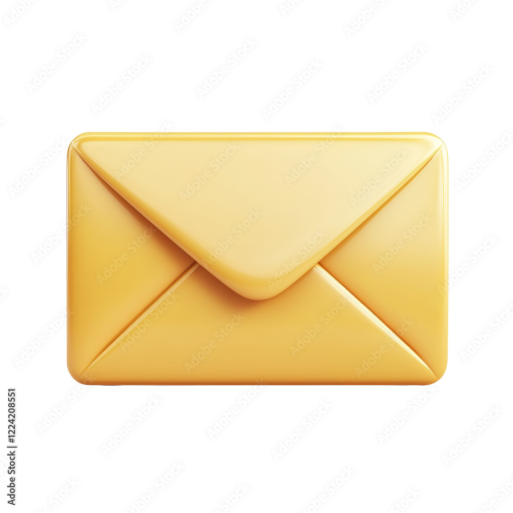Aufkleber This image shows a three dimensional rendering of a yellow envelope; it could represent email or messaging.