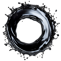 Black Liquid Splashing Circular Ring Abstract Design Image
