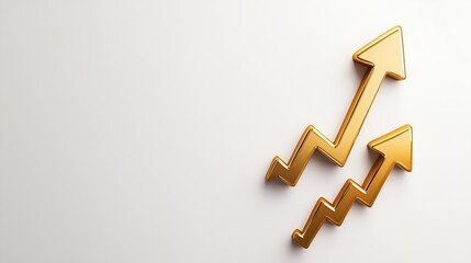 Golden arrows pointing upwards symbolizing growth and progress against a light background