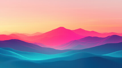 Obraz premium Vibrant gradient mountains with glowing sunset hues