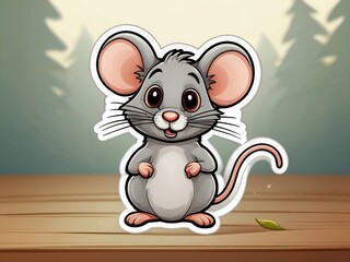 mouse cartoon logo sticker isolated on a white background