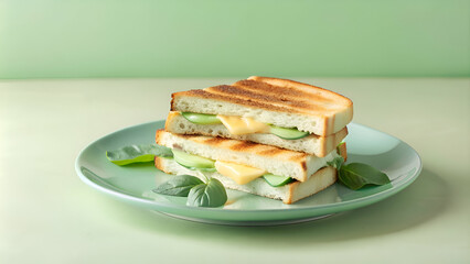 Grilled Cheese Sandwich with Cucumber and Basil
