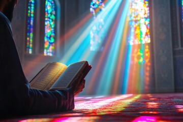 a man recite quran in a mosque
