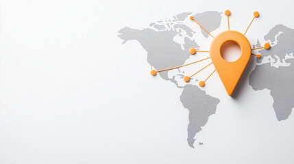 Obraz premium A flat map pin representing the concept of network and connection, symbolizing digital communication and global reach. Ideal for tech, communication, and connectivity-themed designs.